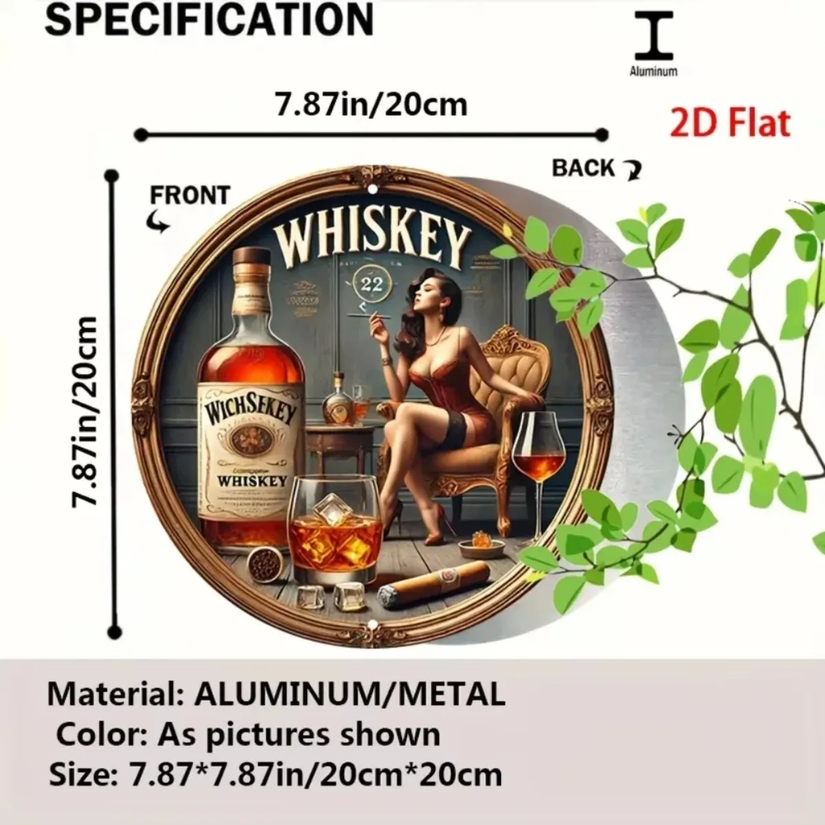 

Винтажная металлическая панель-плакетка CIFBUY с дизайном женщины/виски