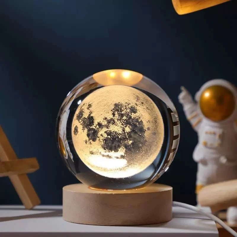 Хрустальный Шар С 3D Луной И Лазерной Гравировкой Красочный Ночник Идеальный