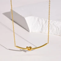 chic wish knot charm necklaces for women girls birthday gift jewelry gold color stainless steel tie pendant collar