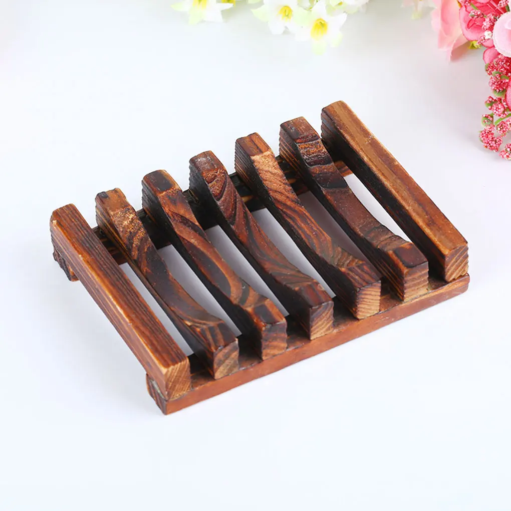 

3 Pcs Carbonized Bamboo Wooden Soap Dish Holder Environmental Soap Rack Hand Craft Antiseptic Moisture-proof
