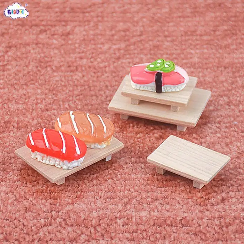

1:12 Dollhouse Kitchen Miniature Sushi Plate Pastry Plate Fruit Bread Tray Model Set Decor Toy Doll House Accessories