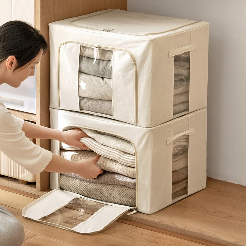 

Foldable Storage Organizers Large Capacity Clothes Blanket Quilt Organizer Box Fabric Storage Closet Sweater Cabinet Wardrobe
