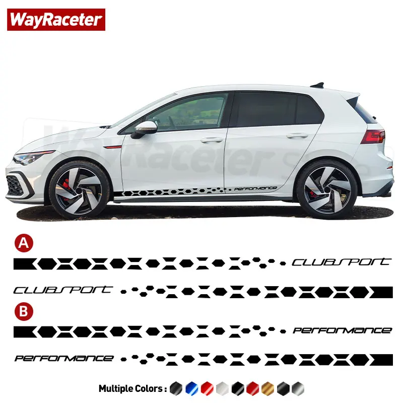 

2 Pcs Door Side Skirt Stripe Sitcker GTI Clubsport & Performance Carbon Fiber Vinyl Decal For Volkswagen Golf 7 8 MK7 MK 7.5 MK8