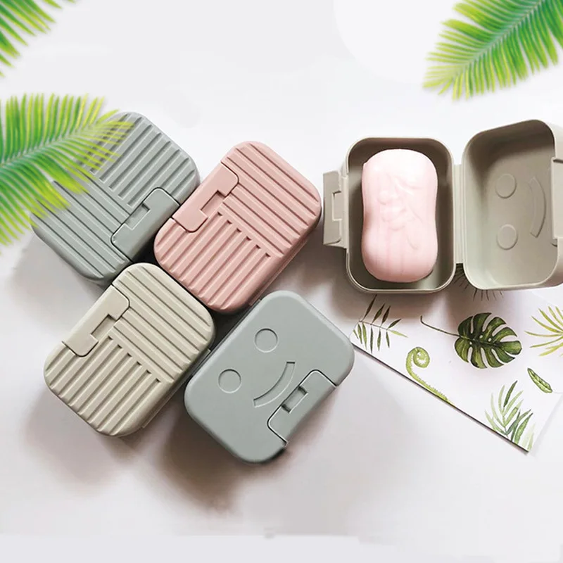 

Smiley Soap Box Bathroom Countertop Soap Storage Box Draining Soap Dish With Lid Dustproof Home Organizer