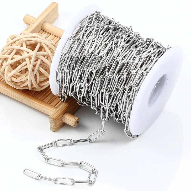 Stainless Steel Pressing Mark Close Chains Plated 18K Gold Jewelry Making Supplies  DIY Necklace Bracelet Fashion Accessories