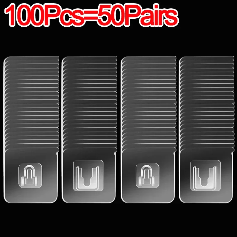 Двусторонние клейкие крючки из нержавеющей стали, 100 шт.