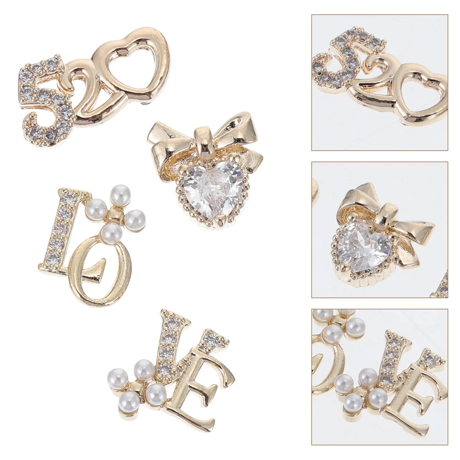 

Nail Charms Decorations Stickers Pearl Supplies Crystals Diy Bling Diamond Zircon Decals Heart Decoration Patch Diamonds Metal