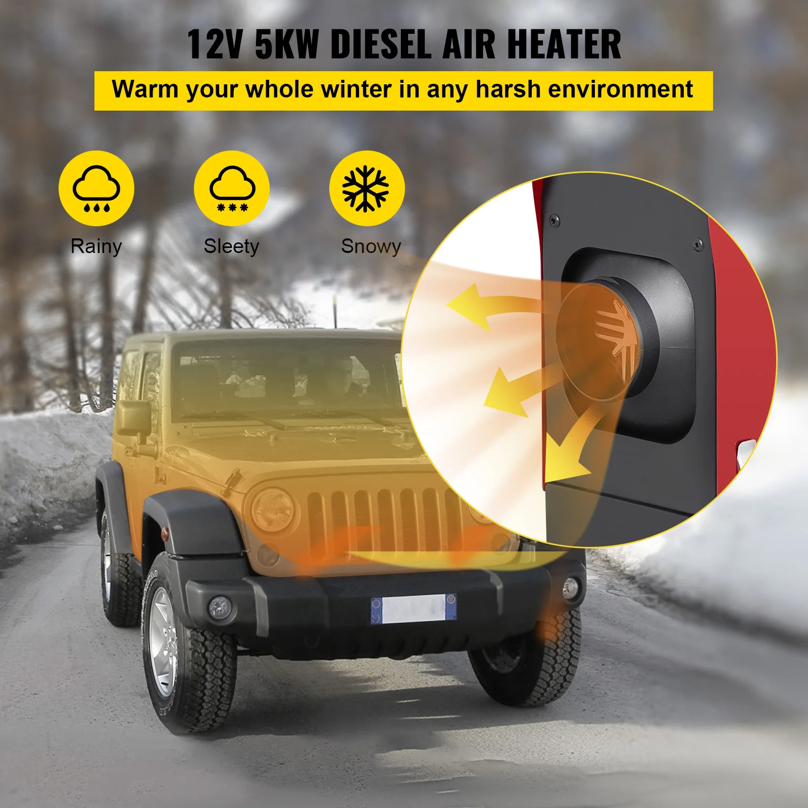 VEVOR 5KW дизельный воздухонагреватель 12V все в одном с ЖК-переключателем и пультом