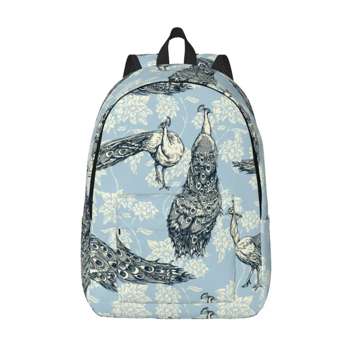 Школьный ранец студенческий рюкзак винтажный на плечо с синим павлином сумка для