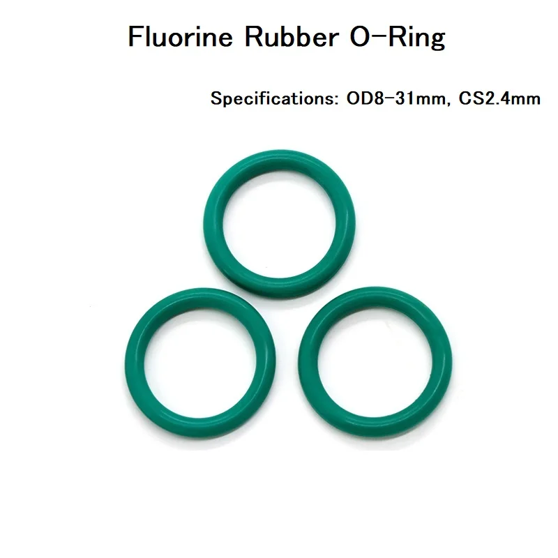 

20Pcs Green FKM Fluorine Rubber O-Ring Outer Diameter 8-31MM Wire Diameter 2.4MM