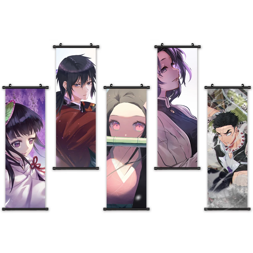 

Home Decoration Wall Artwork Demon Slayer Painting Plastic Hanging Scrolls Modern Cartoon Anime Canvas Printed Pictures Posters