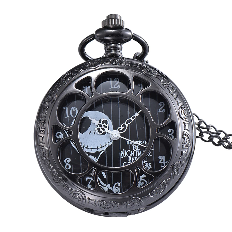 

Personality Vintage Steampunk Hollow Pendant Skull Quartz Pocket Watches With Chain Men Women Skeleton Watch