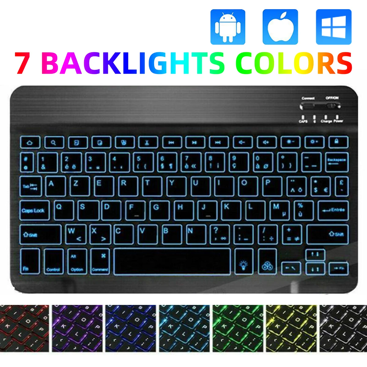 

SeynLi красочная RGB Bluetooth клавиатура Беспроводная клавиатура Bluetooth Mini RGB с подсветкой перезаряжаемый для ipad телефон, планшет, ноутбук