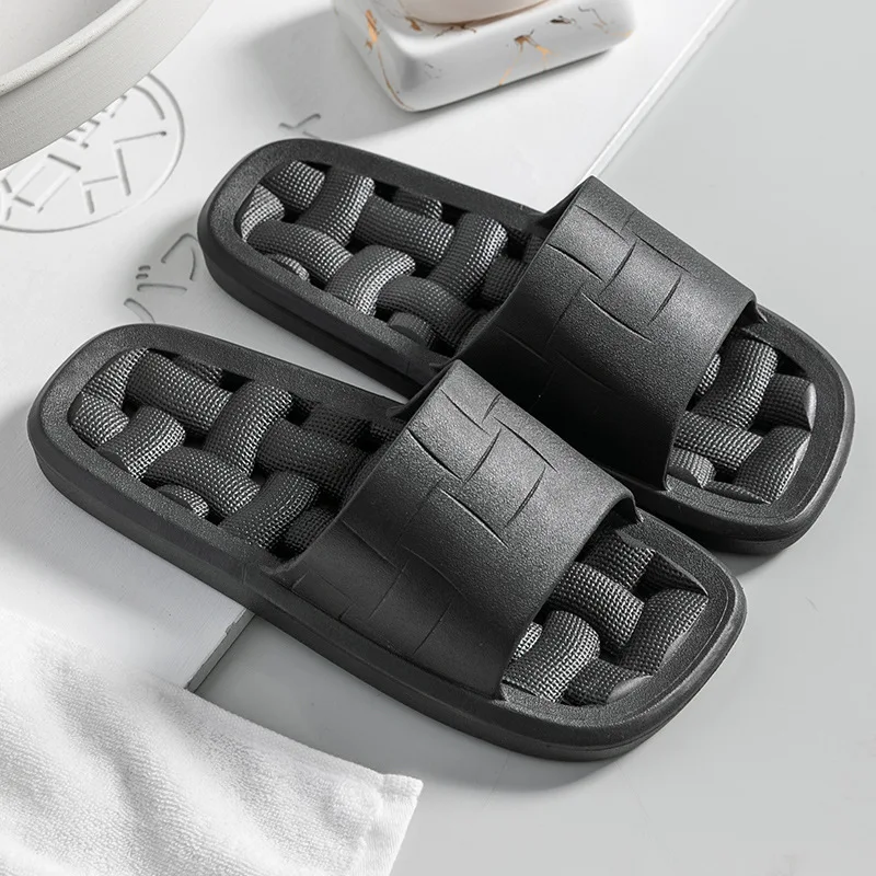 Мужские летние шлепанцы для душа сланцы Эва Нескользящие однотонные утечка воды