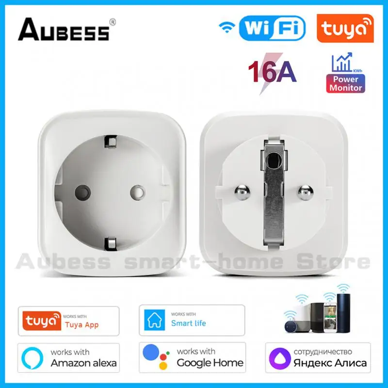 

Aubess WiFi Smart Plug Outlet Tuya Remote Control Monitor Power Home Appliances Works with Alexa Google Home No Hub Required