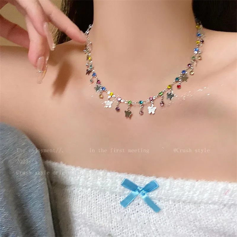 

Boho Bead Star Tassel Pendant Collarbone Chain Necklace for Women Fashion Flower Butterfly Choker Necklaces Charm Jewelry Gifts
