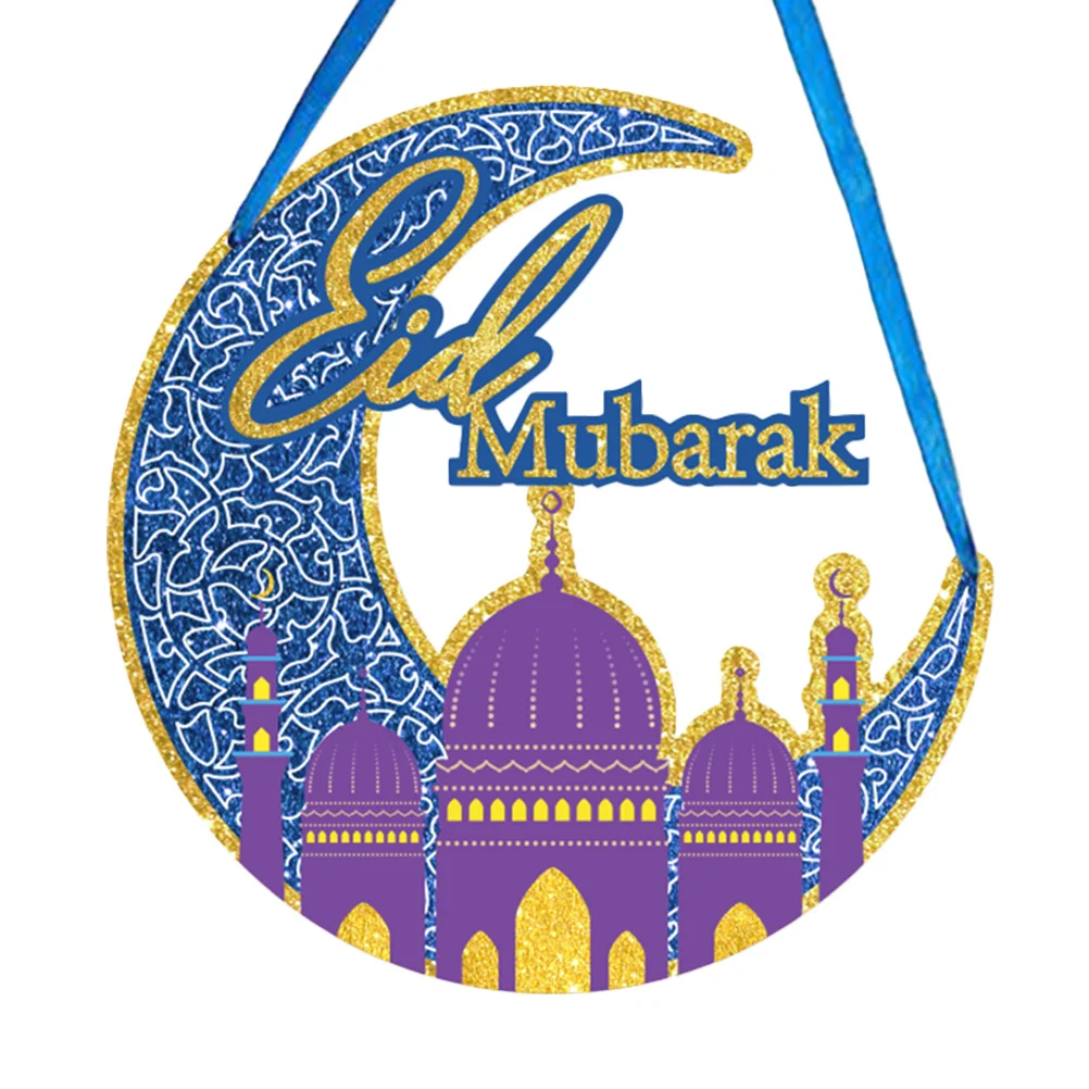 

Eid Ramadan Mubarak Hanging Pendant Ornament Decorations Moon Wooden Decoration Wall Party Signs Themed Paper Scene Adorn Layout