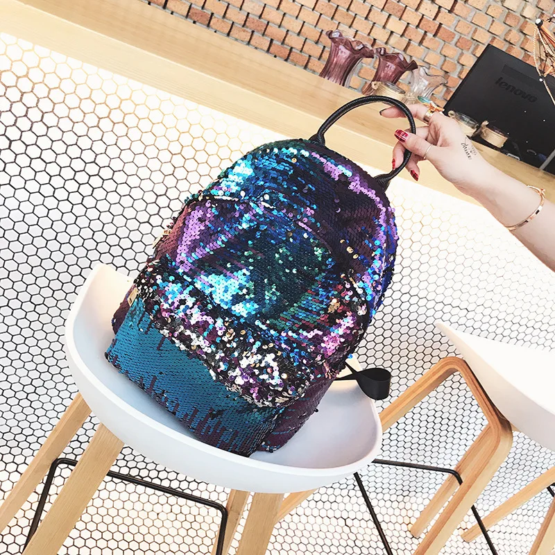 

Fashion Girl's Sequin Backpack Travel Bag Handbag