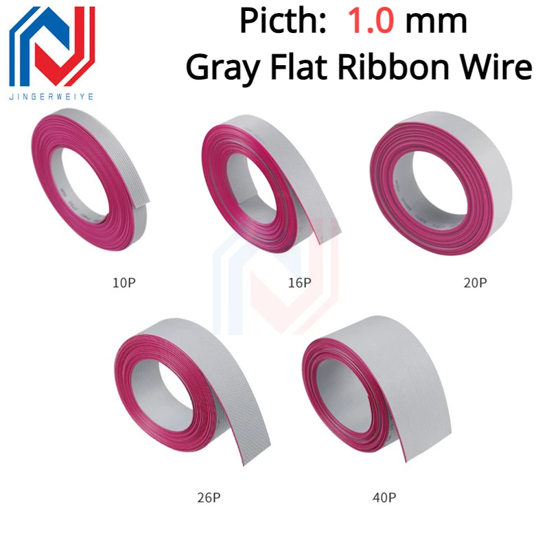 

1Meter 1.0mm Pitch Grey Flat Ribbon Cable For IDC 2.0MM FC Connector 10P/12P/14P/16P/20P/34P/40P 28AWG Wire