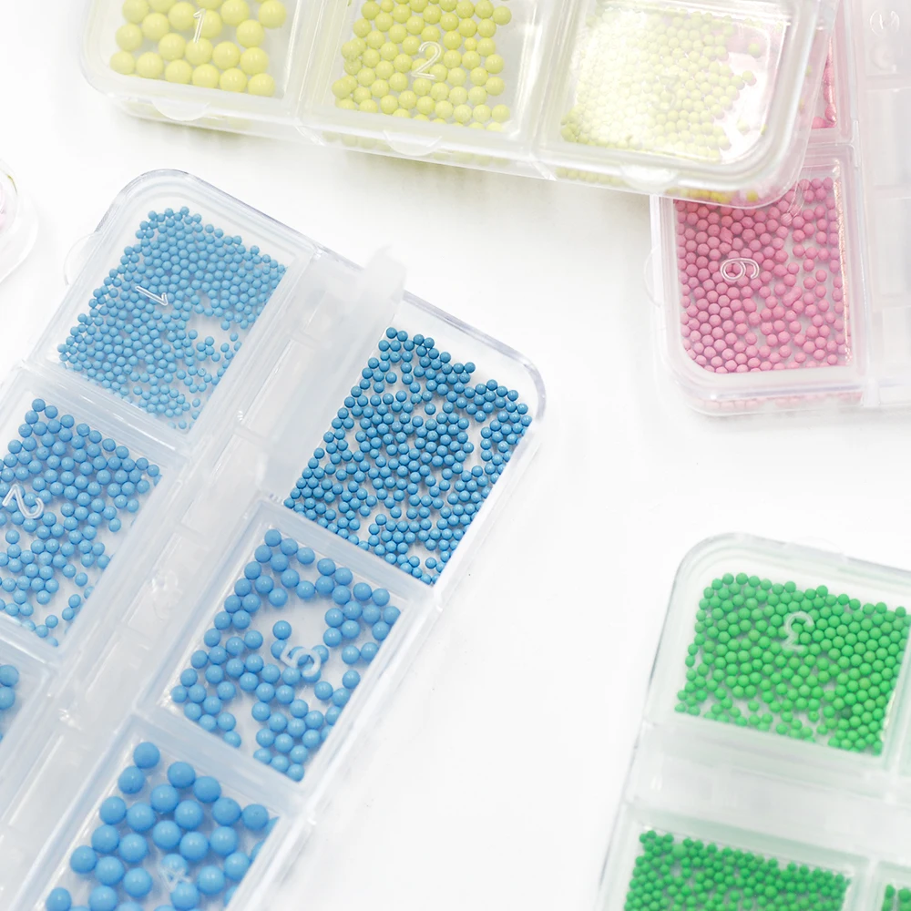 

1,0 мм-3,0 мм 6 размеров/коробка микс 3D вспышка Макарон металлические разноцветный из бисера Стальные Бусины для творчества Дизайн ногтей/художественное украшение