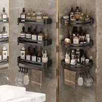 bathroom shelves set black shower storage rack with hooks toilet oragnizer rack shampoo holder corner shelf bathroom accessories