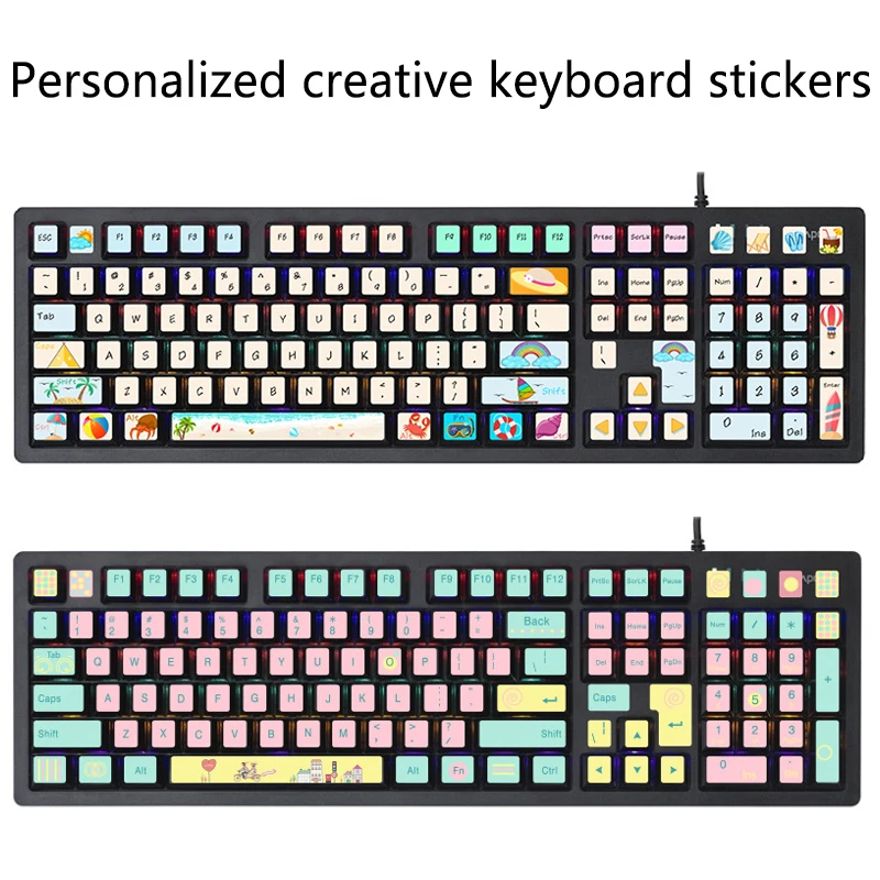 Tapa de teclado de escritorio con patrón bonito, cubierta creativa de Anime, pegatinas Diy, Logitech K235, K390, K375, Universal, 104 /108 teclas