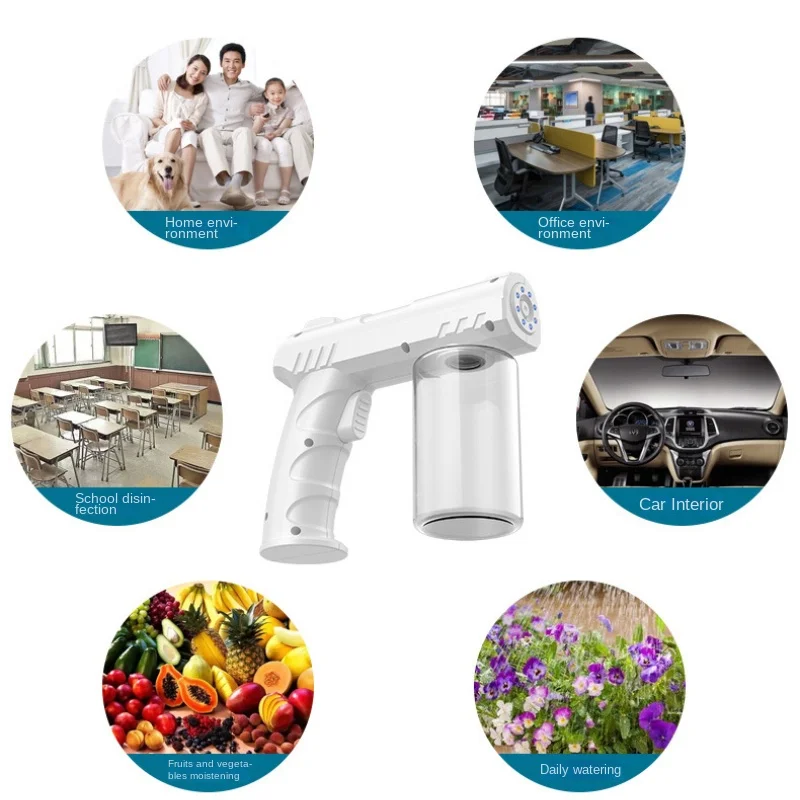 

Blue Light Wireless Nano Disinfection Spray Gun Machine Household Handheld Electric Charging Portable Hydrator Spray Gun Fogger