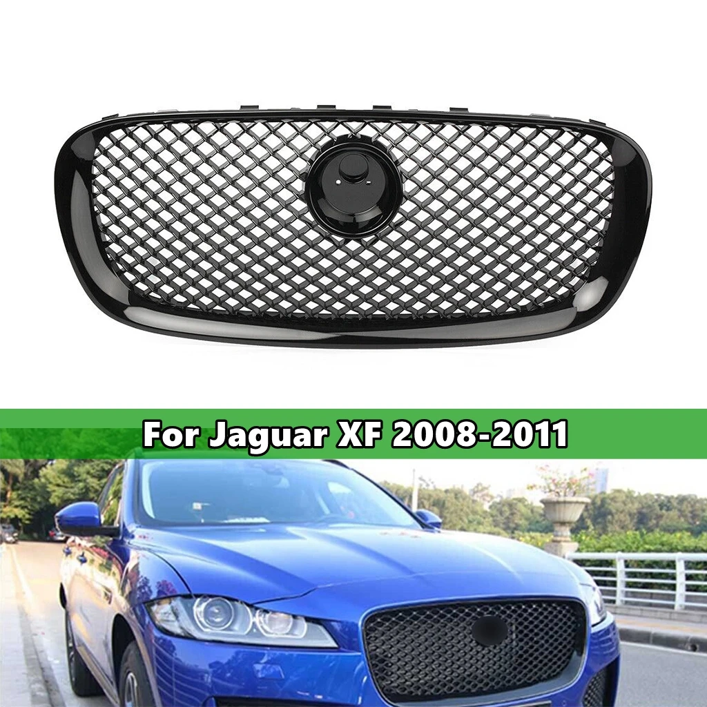

1 шт. передняя решетка радиатора автомобиля верхний радиатор решетка с эмблемой для Jaguar XF 2008 2009 2010 2011 глянцевый черный автомобильные аксессуары