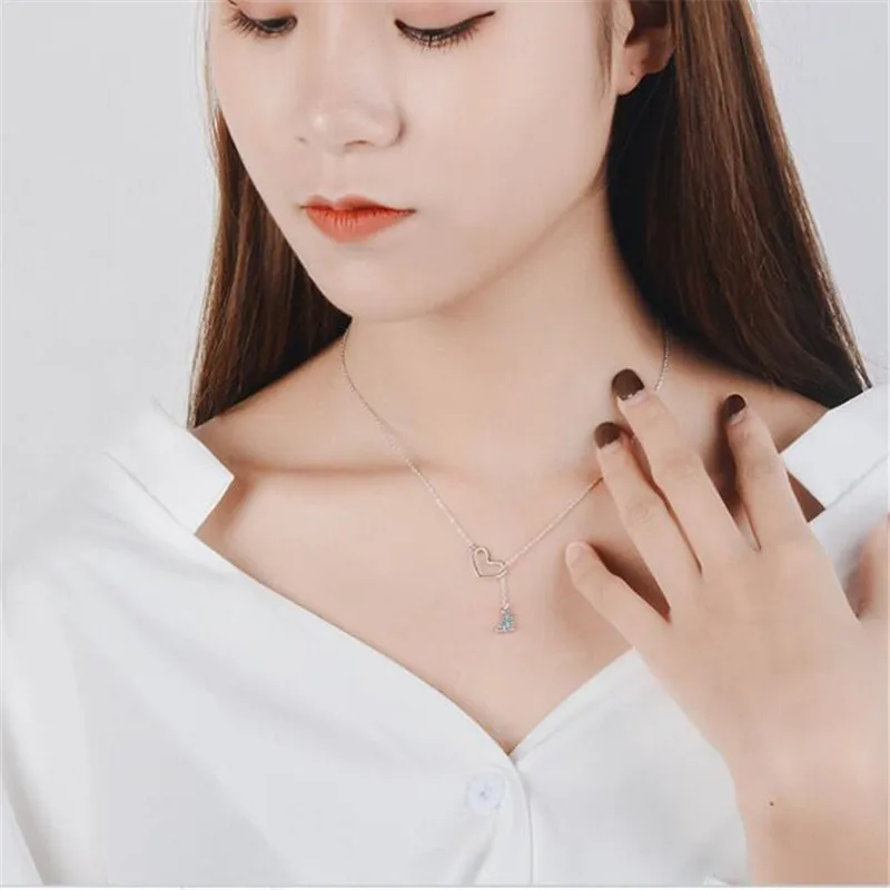 Новые Красивые посеребренные ювелирные изделия в форме двойного сердца милые