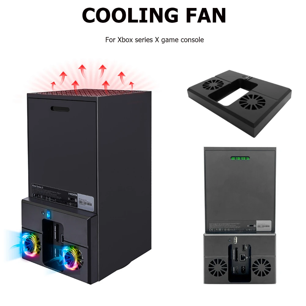 

Console Cooling Fan for Xbox Series X Host Color-changing Colorful Game Console Cooler Dock Station Vertical Stand USB Cooling