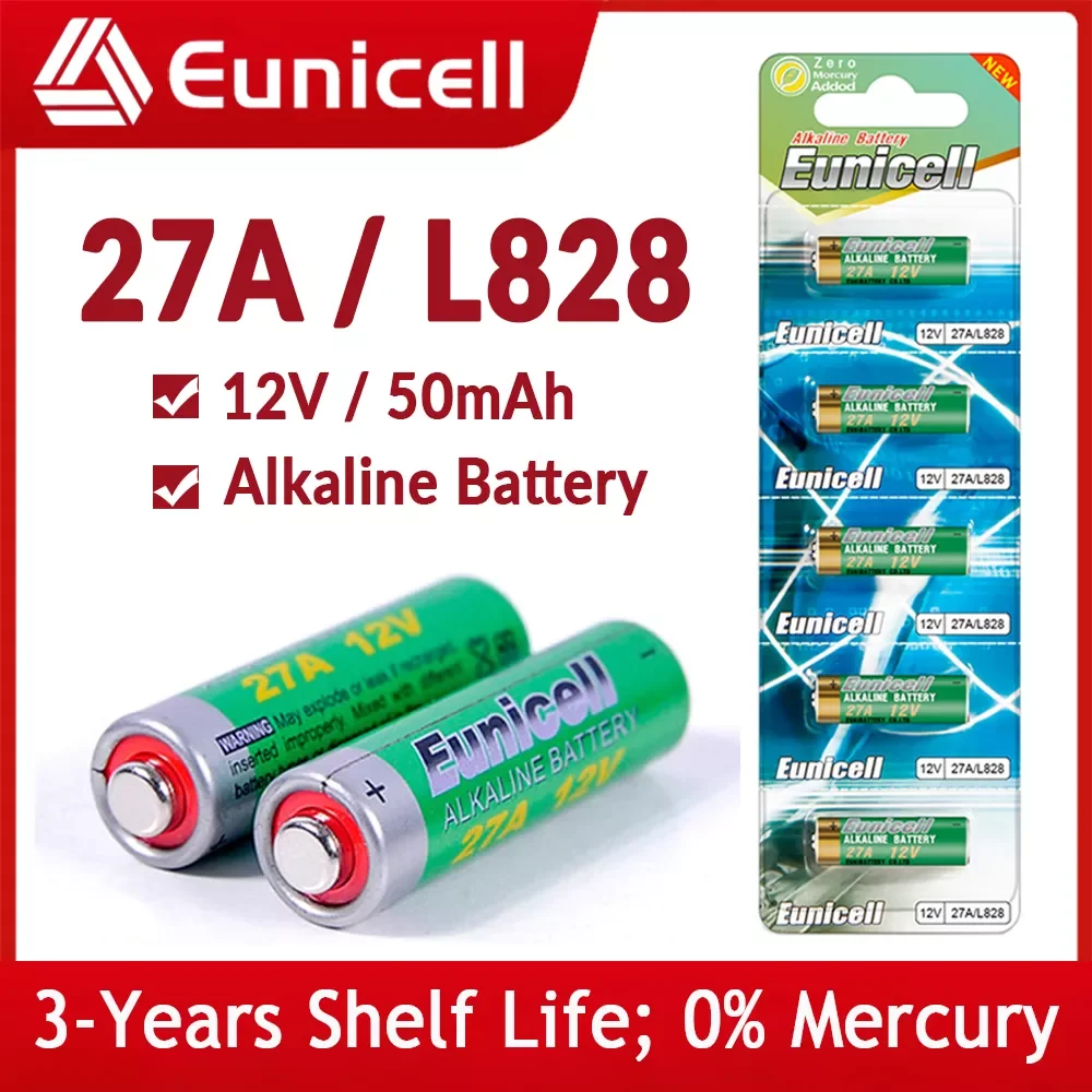 

Щелочная батарея Eunicell, 50 мАч 12 В L828 27A, G27A MN27 MS27 GP27A A27 V27GA A27BP K27A VR27 для дверных звонков, пульт дистанционного управления питанием