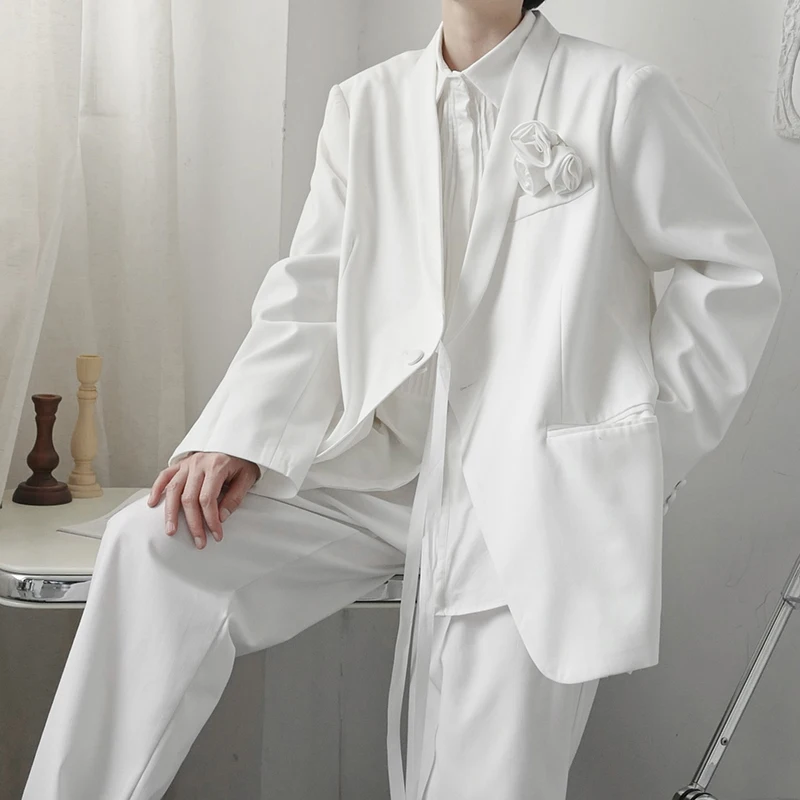 Мужской повседневный костюм Новинка осени 2022 корейский Свадебный с цветочным