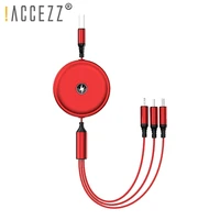 accezz retractable 3 in 1 usb cable for iphone 13 12 pro max micro usb type c 8 pin fast charging mobile phone wire cord 120cm