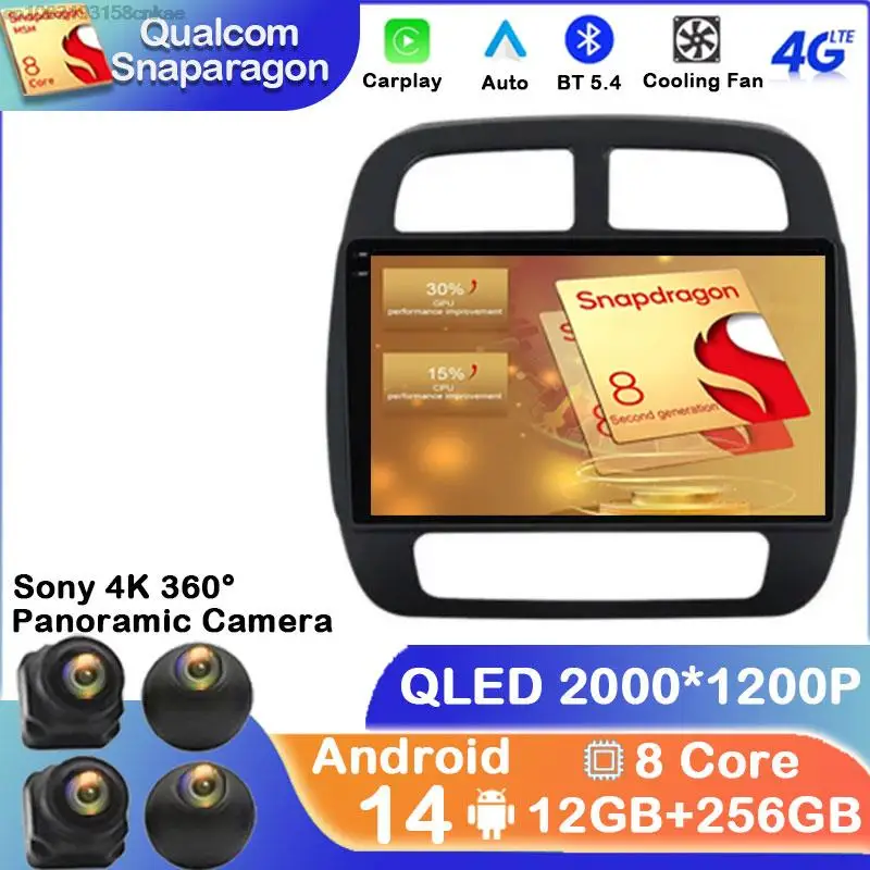 Android 14 авто для Renault KWID K-ZE Dacia Spring 2015 - 2018 2019 Автомобильный плеер GPS Радио DSP 4G LTE Carplay