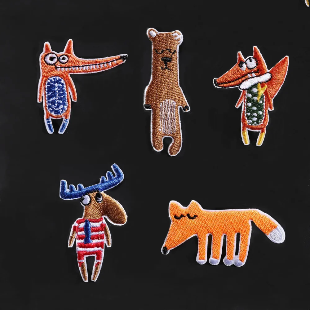 

Cartoon Animal Embroidery Patches for Clothing Fox Diy Badges Bag Jacket Jeans Iron on Patches for Clothes Sticker