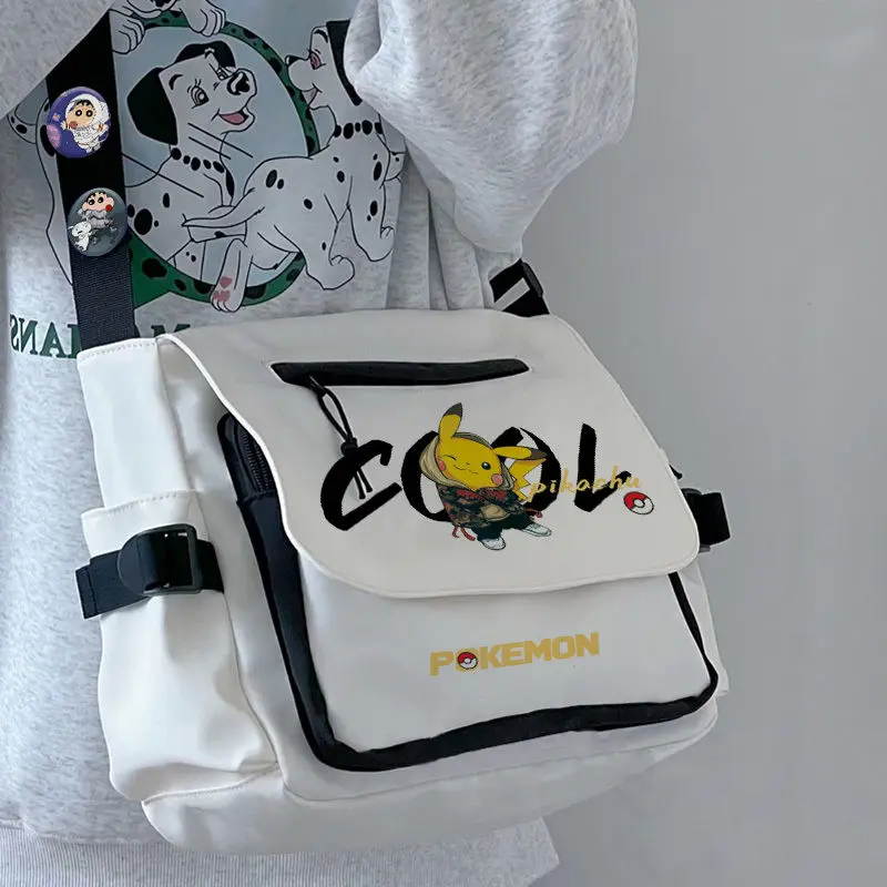 

Сумка на плечо с мультипликационным принтом Покемон Пикачу, милая модная индивидуальная Студенческая сумка-мессенджер с аниме принтом, вместительная Повседневная дорожная сумка