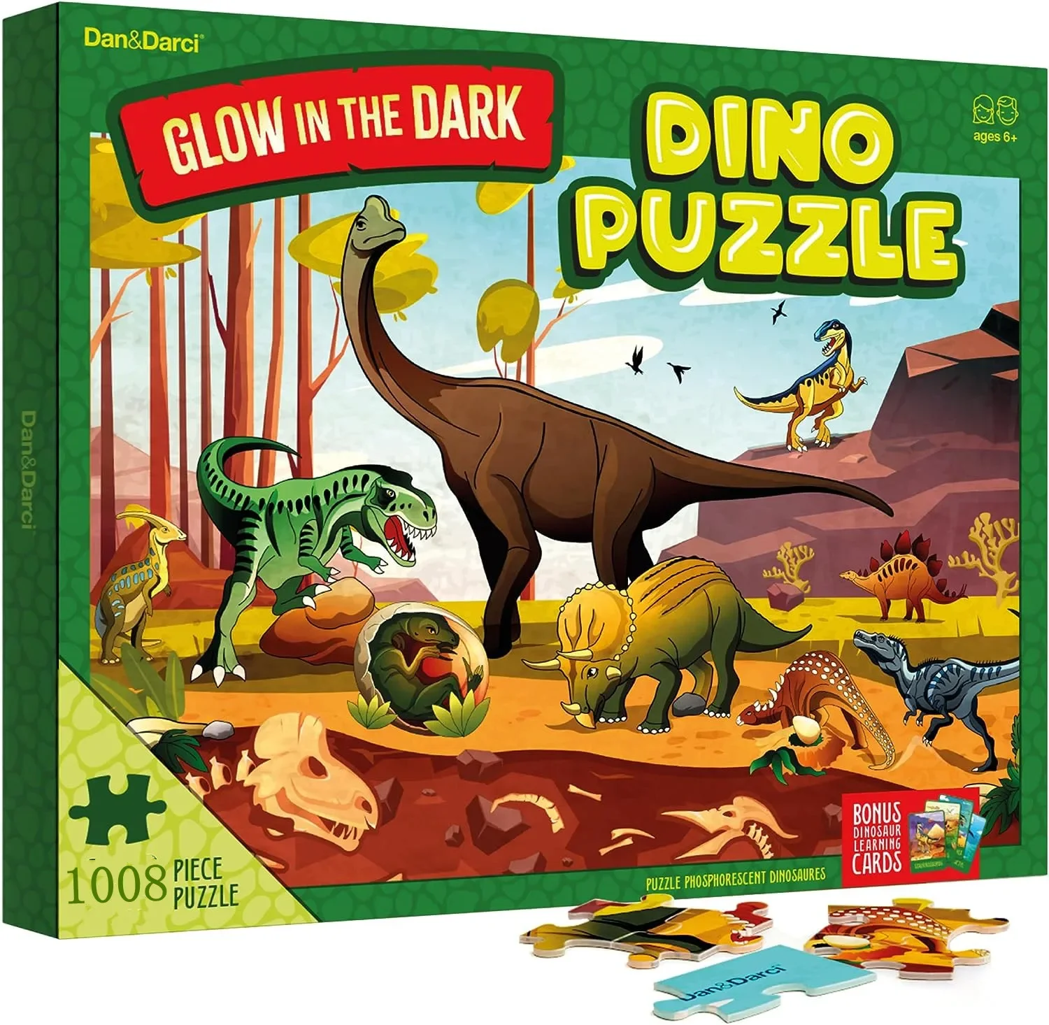 

2023 New Arrival 24 Small Boxes Dinosaur Glow in the Dark DIY Puzzle Countdown Timer 1008 Pieces Dinosaur Puzzle Blind Box Set