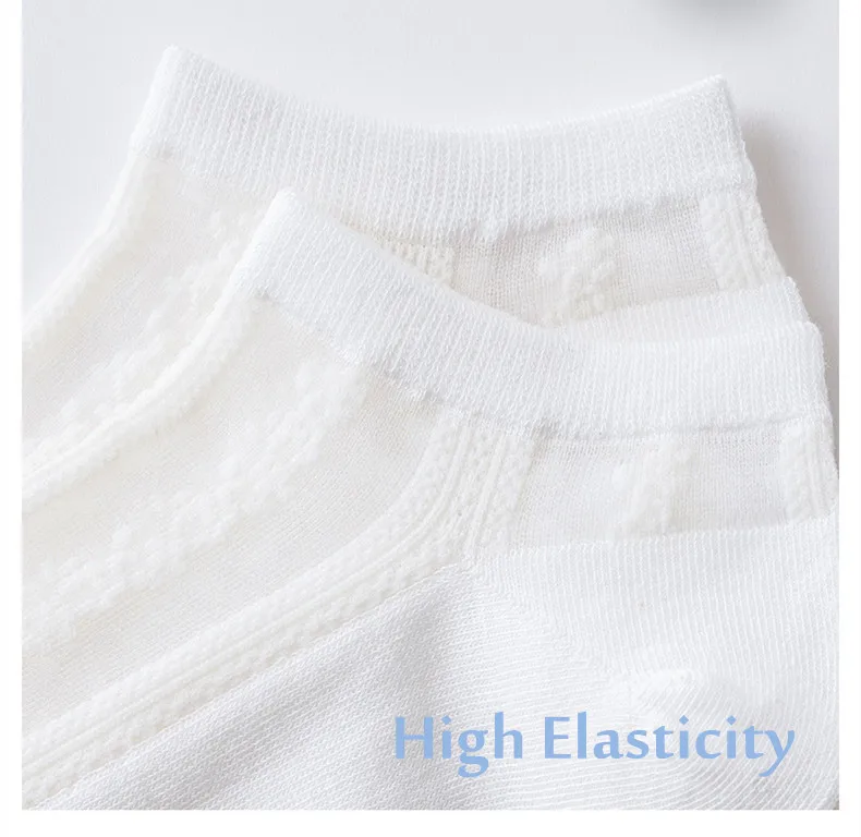 Yasuk Summer Women's Fashion Sport Soft Print  All-Match Lovely Girl Casual Mid Socks 3Pcs Lace Hollow Out Pure Lolita Student