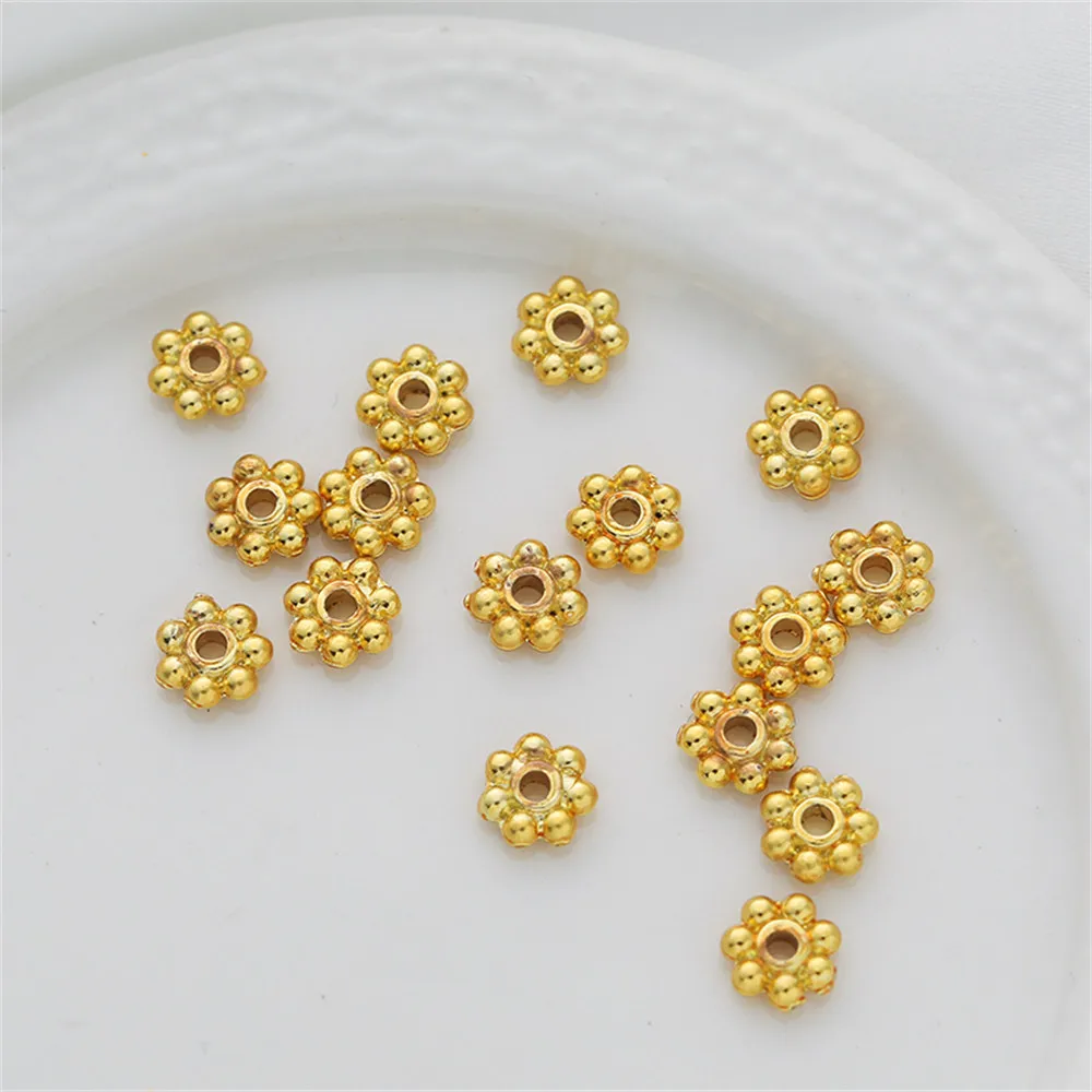 

50pcs 18K matte gold Snowflake Septa chain septa Pearl piece diy Ornament accessories ancient method Gold matte loose beads
