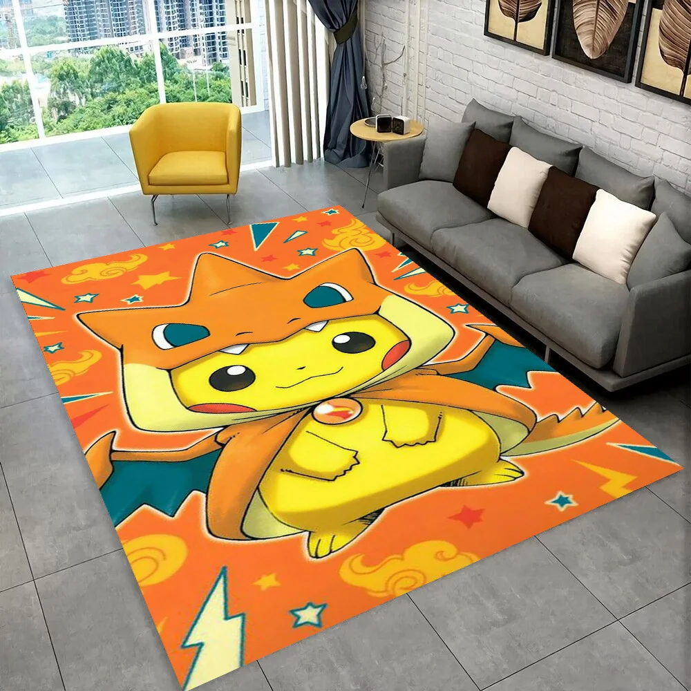 

2025 New Cute Pikachu Pokemon Cartoon Gift Rug Carpet for Living Room Bedroom Decor,Floor Mat Non-slip for Sofa Doormat Gift Kid