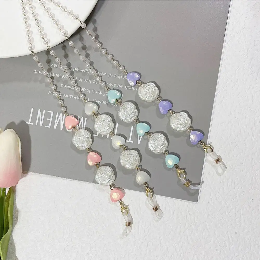 Цепочка для очков с жемчугом простая веревка наушников кристаллами цветами