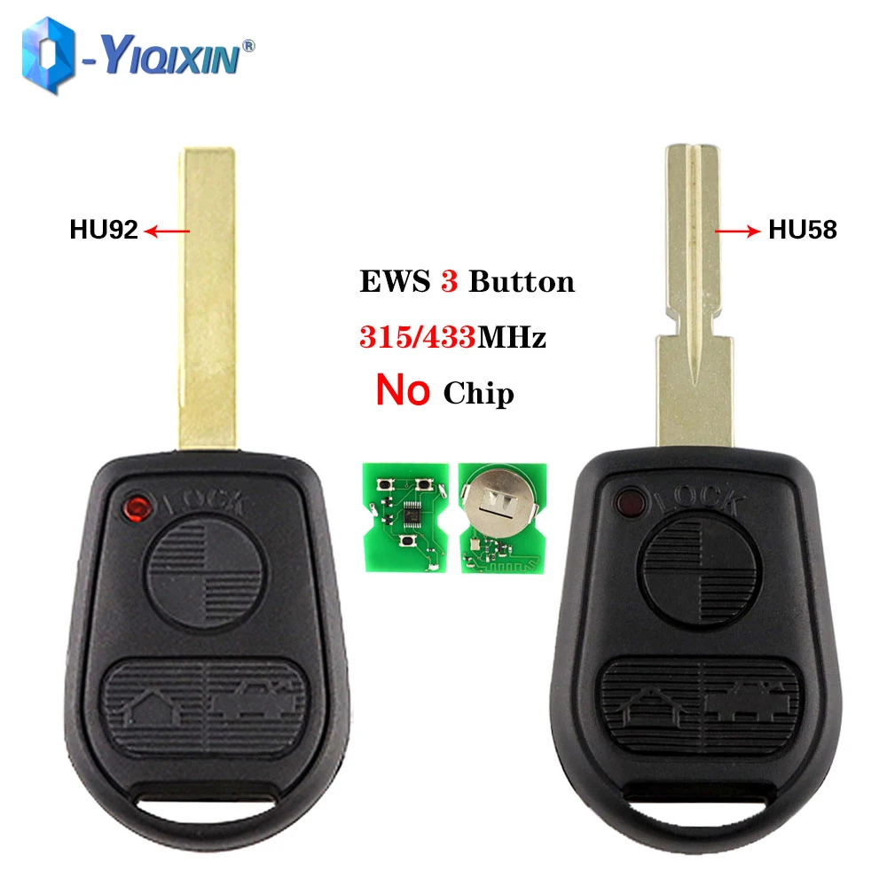 Дистанционный ключ YIQIXIN EWS, 3 кнопки, 315 МГц, для BMW Z3 E31 E32 E34 E36 E38 E39 E46 Z3i HU58 HU92 Blade Smart Fob 10 шт 18 флип ключ hu58 kd vvdi полотно дистанционного ключа для bmw ews e46 e39 e32 e36 e70 e63 e38 e83 e81