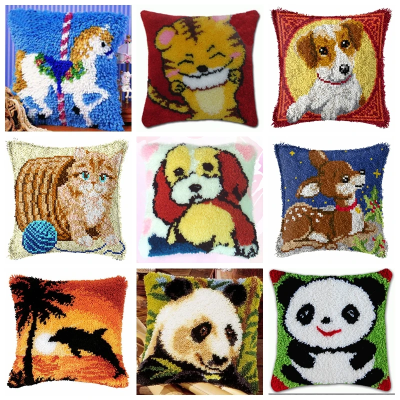 

Animal Series 3D Segment Embroidery Pillow Kits Wool Cross Stitch Carpet Embroidery DIY Pillow Embroidery Supplies Declorate DIY