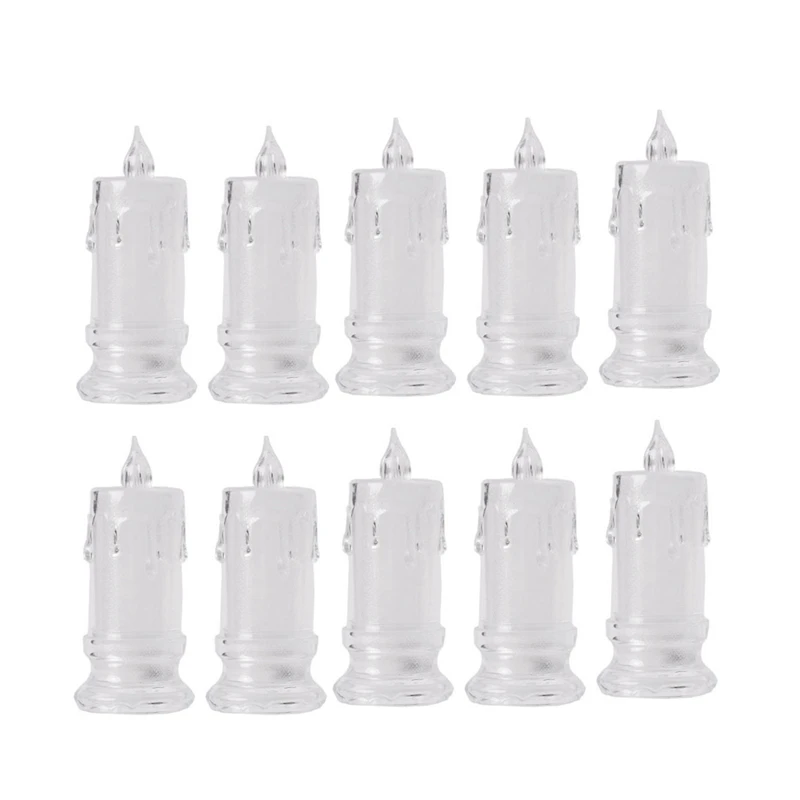 

Flameless Light Candle LED Crystal Candle Light Transparent Shell Desk Electronic Night Lamp Dating Party Holiday Home