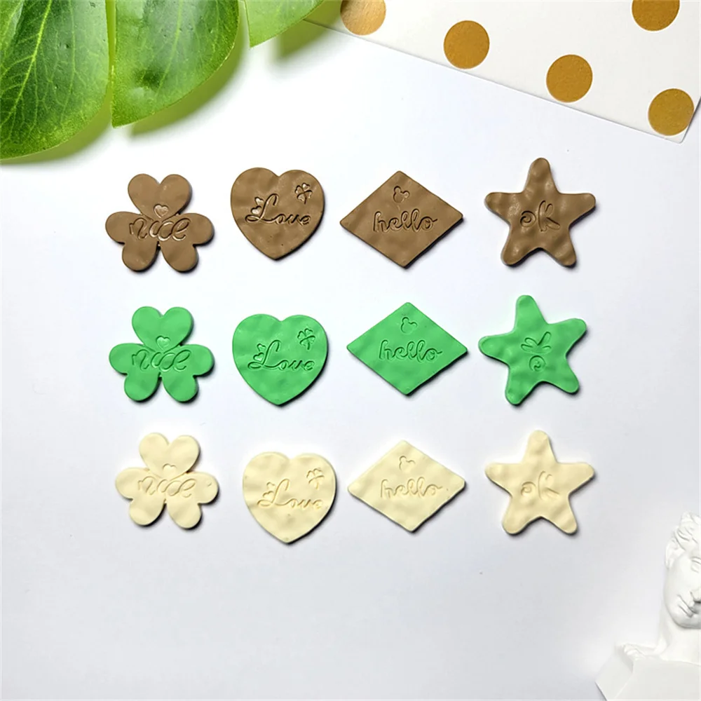 

20Pcs Love Heart Star Clover Resin Charms DIY Bracelet Necklace Earring Making Parts Scrapbook Embellishment Planar Letter Patch
