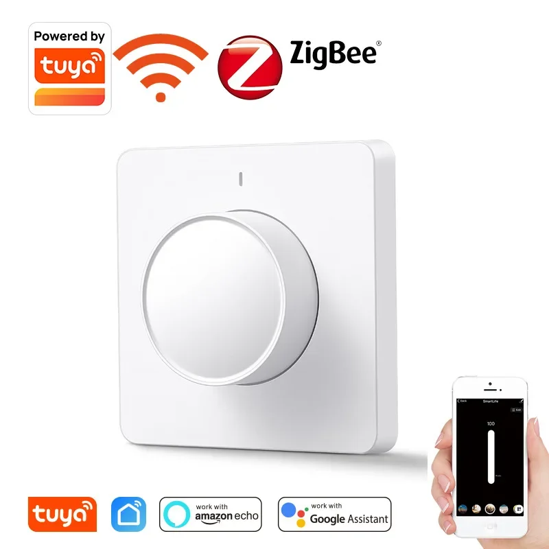 

Tuya Smart WiFi ZigBee Rotary Light Dimmer Switch Smart Life/Tuya APP Remote Control Works with Alexa Google Voice Assistants