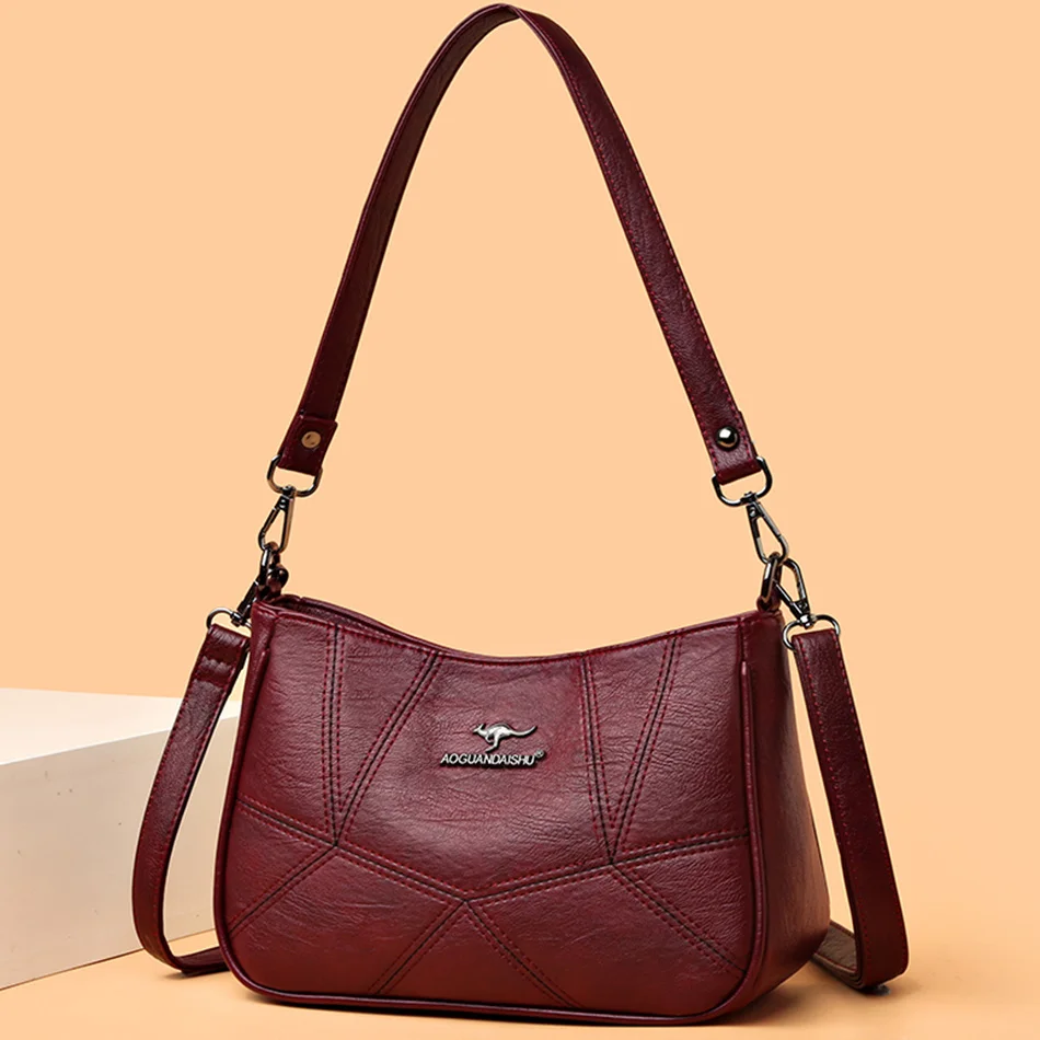 

Кожаные сумки через плечо в стиле ретро для женщин, элегантная роскошная дизайнерская сумочка, кошелек, трендовая женская брендовая сумка на плечо, 2023