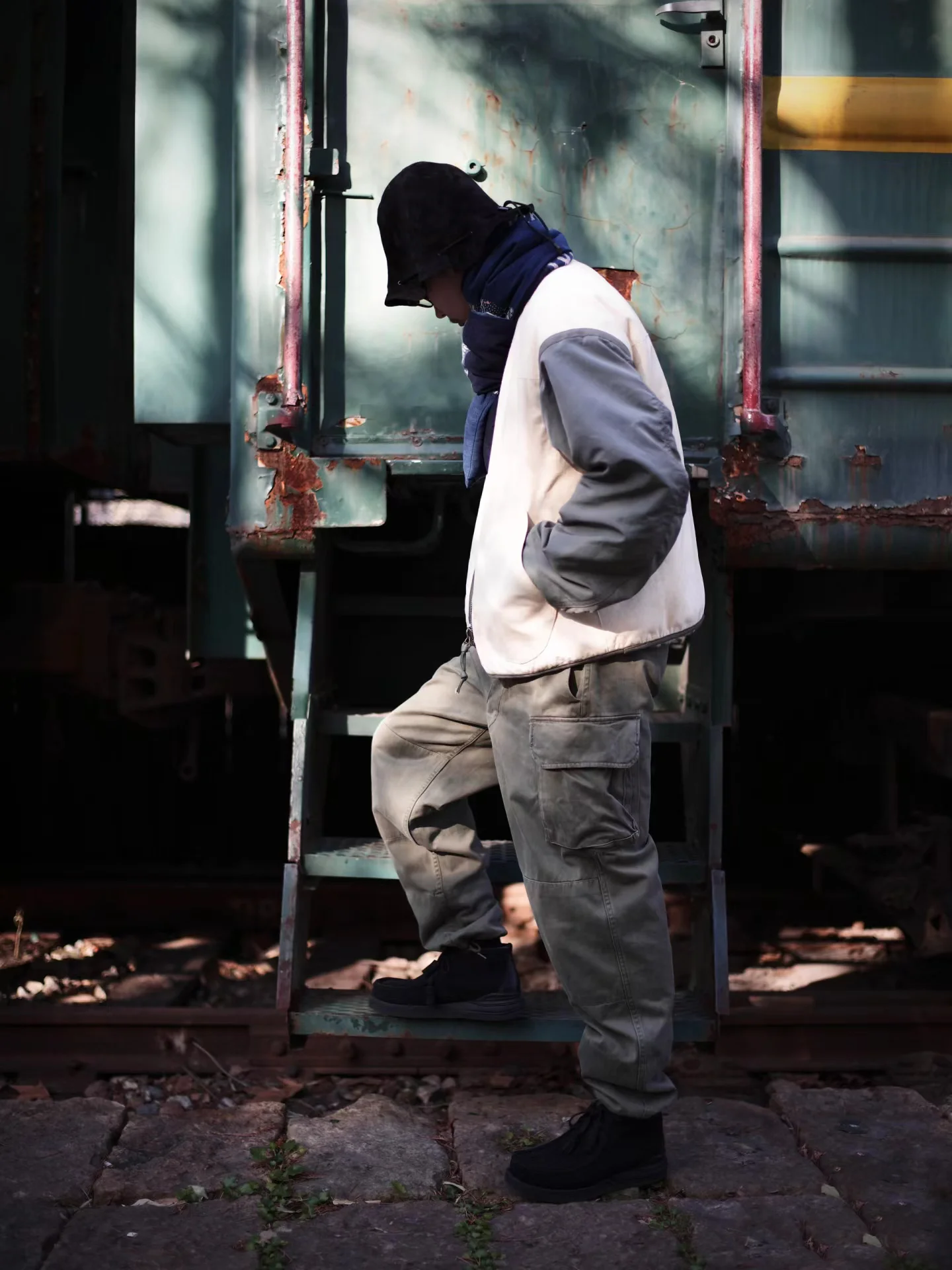 Мужская двусторонняя куртка из овчины VISVIM FIL 24SS IRIS JKT(RBT) кроличьего меха