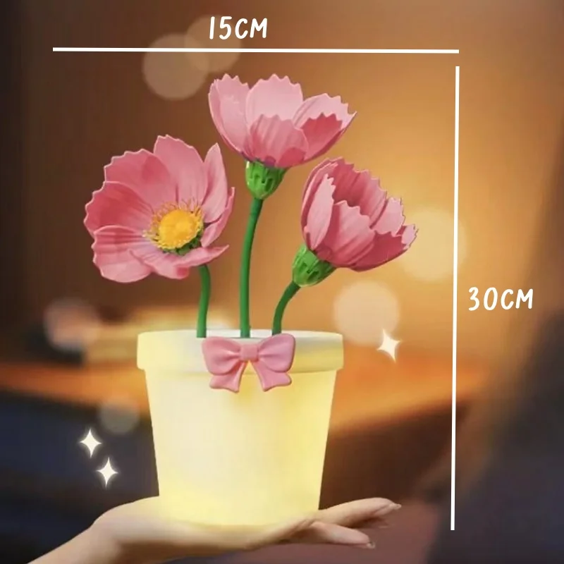 Милый светодиодный ночник в цветочном горшке перезаряжаемая настольная лампа