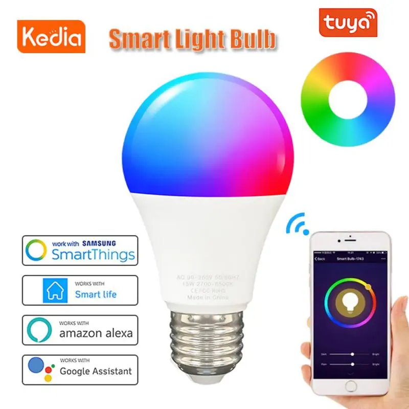Умные светодиодные лампы Kedia, умные точечные светильники с RGB подсветкой, Wi-Fi, умная Зарядка для дома, лампа с лампочками Alice Tuya B22 E26 E27 для дома